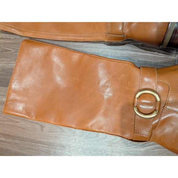 Vince Camuto Women Shoes 6.5M Samtry Buckled Riding Golden Burnished Leather - Picture 2 of 16